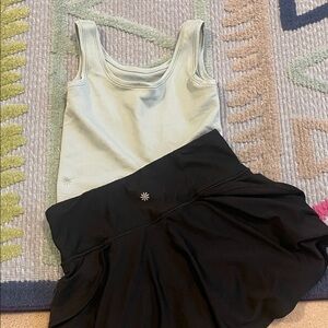 Athleta Girls Light Blue Tank Top and Black Skort Set